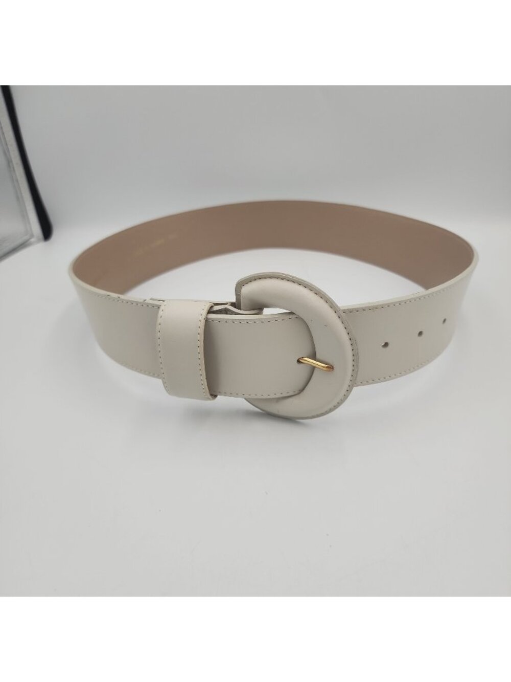 Vintage Woodward Women's White Leather Wide Belt Large Fits 29-33"